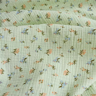 Japanese Designer Floral Green Non-Stretch Cotton Double Gauze DS34625