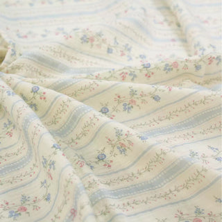 Japanese Designer Floral Blue Non-Stretch Cotton Double Gauze DS34626