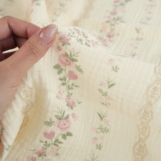 Japanese Designer Floral Off-White Non-Stretch Cotton Double Gauze DS34627
