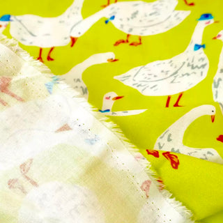 Japanese Designer Animal Chartreuse Non-Stretch Cotton Double Gauze DS34628