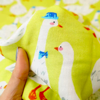 Japanese Designer Animal Chartreuse Non-Stretch Cotton Double Gauze DS34628