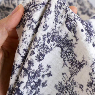Japanese Designer Toile de Jouy Blue Non-Stretch Cotton Double Gauze DS34631