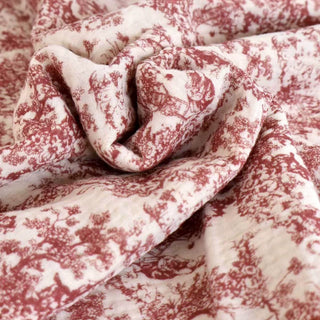 Japanese Designer Toile de Jouy Red Non-Stretch Cotton Double Gauze DS34632