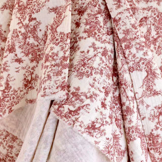 Japanese Designer Toile de Jouy Red Non-Stretch Cotton Double Gauze DS34632