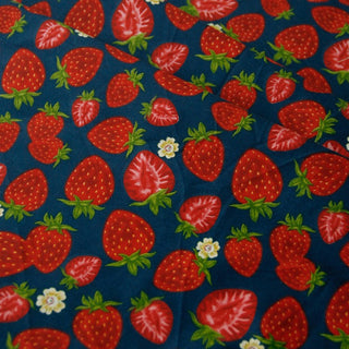 Yardblox Exclusive Japanese Fashion Designer Fruits and Vegetables Blue/Multi Color Non-Stretch Cotton Twill DS35501