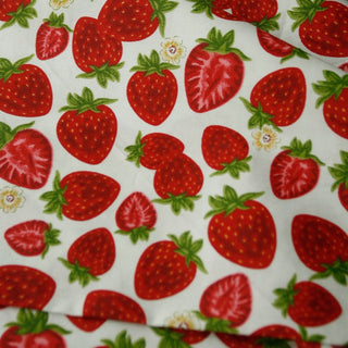 Yardblox Exclusive Japanese Fashion Designer Fruits and Vegetables White/Multi Color Non-Stretch Cotton Twill DS35502