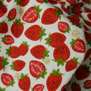 Yardblox Exclusive Japanese Fashion Designer Fruits and Vegetables White/Multi Color Non-Stretch Cotton Twill DS35502