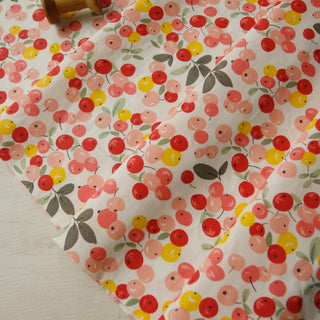 Yardblox Exclusive Japanese Fashion Designer Fruits and Vegetables White/Multi Color Non-Stretch Cotton Twill DS35503