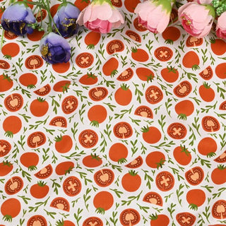 Yardblox Exclusive Japanese Fashion Designer Fruits and Vegetables White Non-Stretch Cotton Plain Woven DS37501