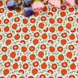 Yardblox Exclusive Japanese Fashion Designer Fruits and Vegetables White Non-Stretch Cotton Plain Woven DS37501