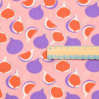 Yardblox Exclusive Japanese Fashion Designer Fruits and Vegetables Pink Non-Stretch Cotton Plain Woven DS37502