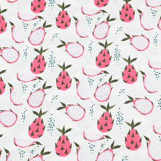 Yardblox Exclusive Japanese Fashion Designer Fruits and Vegetables White Non-Stretch Cotton Plain Woven DS37503