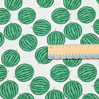 Yardblox Exclusive Japanese Fashion Designer Fruits and Vegetables White Non-Stretch Cotton Plain Woven DS37504