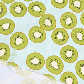 Yardblox Exclusive Japanese Fashion Designer Fruits and Vegetables Blue Non-Stretch Cotton Plain Woven DS37505