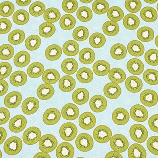 Yardblox Exclusive Japanese Fashion Designer Fruits and Vegetables Blue Non-Stretch Cotton Plain Woven DS37505