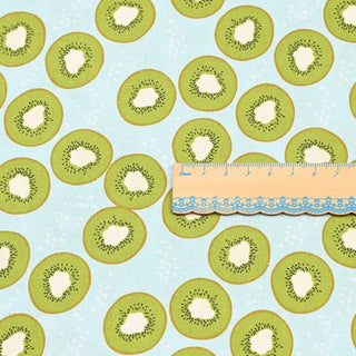 Yardblox Exclusive Japanese Fashion Designer Fruits and Vegetables Blue Non-Stretch Cotton Plain Woven DS37505