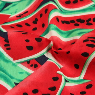 Yardblox Exclusive Japanese Fashion Designer Fruits and Vegetables Red Non-Stretch Cotton Broadcloth Poplin DS37507