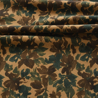 Yardblox Exclusive Japanese Fashion Designer Floral Brown Non-Stretch Cotton Pinwale Corduroy DS38502