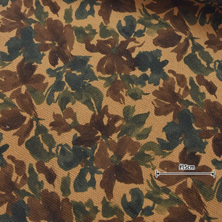 Yardblox Exclusive Japanese Fashion Designer Floral Brown Non-Stretch Cotton Pinwale Corduroy DS38502