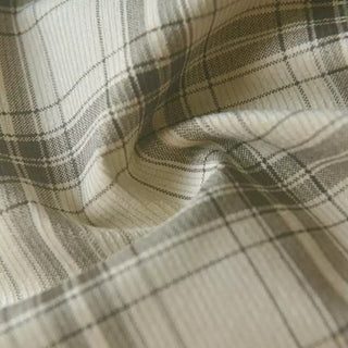 Yardblox Exclusive Japanese Fashion Designer Plaid/Checkered Off-White Stretch Cotton Pinwale Corduroy DS39502