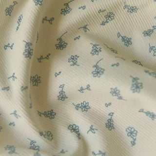 Yardblox Exclusive Japanese Fashion Designer Floral Off-White Non-Stretch Cotton Pinwale Corduroy DS39503