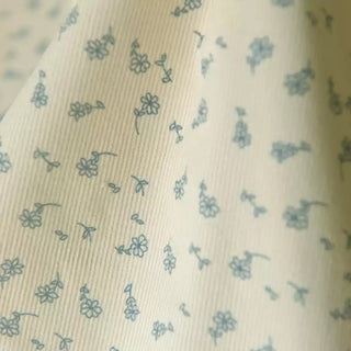 Yardblox Exclusive Japanese Fashion Designer Floral Off-White Non-Stretch Cotton Pinwale Corduroy DS39503