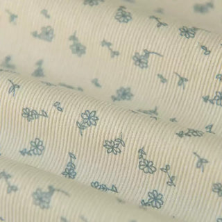 Yardblox Exclusive Japanese Fashion Designer Floral Off-White Non-Stretch Cotton Pinwale Corduroy DS39503