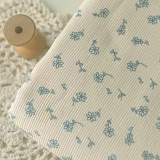 Yardblox Exclusive Japanese Fashion Designer Floral Off-White Non-Stretch Cotton Pinwale Corduroy DS39503