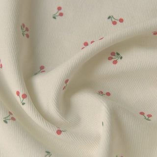 Japanese Fashion Designer Fruits and Vegetables Off-White Stretch Cotton Elastane Blended Pinwale Corduroy DS39506