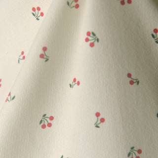 Japanese Fashion Designer Fruits and Vegetables Off-White Stretch Cotton Elastane Blended Pinwale Corduroy DS39506