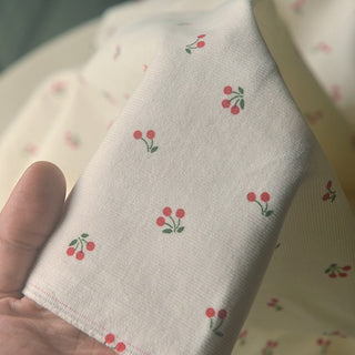 Japanese Fashion Designer Fruits and Vegetables Off-White Stretch Cotton Elastane Blended Pinwale Corduroy DS39506