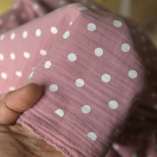 Japanese Fashion Designer Polka Dot Pink Non-Stretch Cotton Double Gauze DS39507
