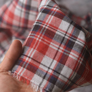 Japanese Fashion Designer Plaid Red Non-Stretch Double Faced Cotton Double Gauze DS39515
