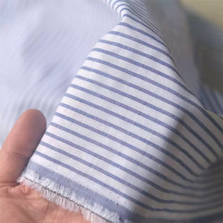 Japanese Fashion Designer Stripes Blue Non-Stretch Cotton Double Gauze DS39601