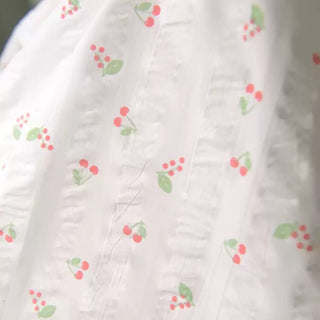 Korean Fashion Designer Fruits and Vegetables White Non-Stretch Salt Shrinking / Puckered Cotton Seersucker DS39603