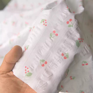 Korean Fashion Designer Fruits and Vegetables White Non-Stretch Salt Shrinking / Puckered Cotton Seersucker DS39603