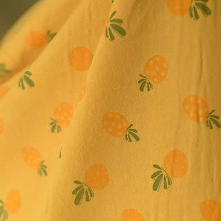 Korean Fashion Designer Fruits and Vegetables Yellow Non-Stretch Washed Linen Cotton Blended Crepe DS39604