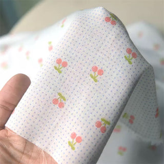 Korean Fashion Designer Fruits and Vegetables Blue Non-Stretch Cotton Polyester Blended Plain Woven DS39605