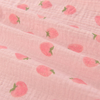 Korean Fashion Designer Fruits and Vegetables Pink Non-Stretch Cotton Double Gauze DS39606