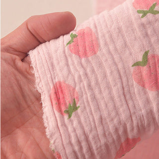 Korean Fashion Designer Fruits and Vegetables Pink Non-Stretch Cotton Double Gauze DS39606