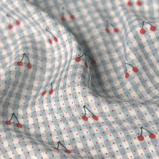 Korean Fashion Designer Fruits and Vegetables Blue Non-Stretch Cotton Polyester Blended Plain Woven DS39607