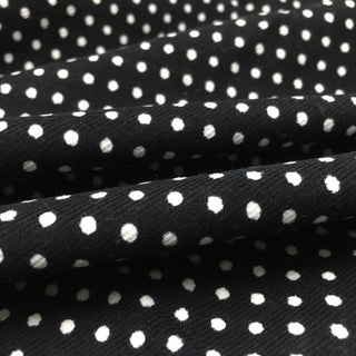 Yardblox Exclusive Japanese Fashion Designer Dot/Polka Dot Black Stretch Cotton Pinwale Corduroy DS41501