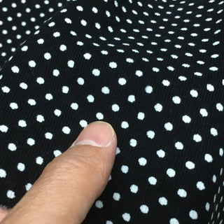Yardblox Exclusive Japanese Fashion Designer Dot/Polka Dot Black Stretch Cotton Pinwale Corduroy DS41501