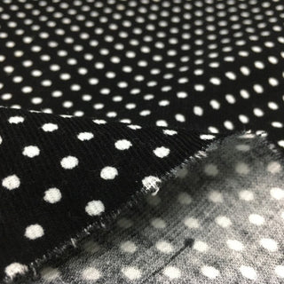 Yardblox Exclusive Japanese Fashion Designer Dot/Polka Dot Black Stretch Cotton Pinwale Corduroy DS41501