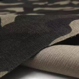Italian Designer Camouflage Green Stretch Cotton Elastane Blended Corduroy DS41601