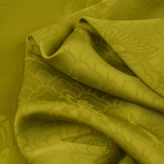 Japanese Fashion Designer Butterfly Chartreuse Non-Stretch Viscose Jacquard Satin DS42501