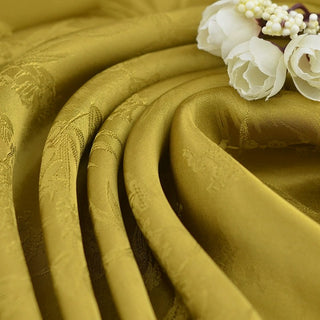Japanese Fashion Designer Botanical Yellow Non-Stretch Viscose Jacquard Satin DS42502
