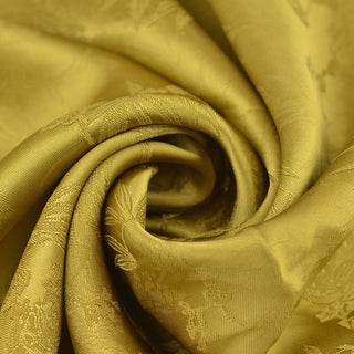 Japanese Fashion Designer Botanical Yellow Non-Stretch Viscose Jacquard Satin DS42502