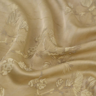 Japanese Fashion Designer Botanical Brown Non-Stretch Viscose Jacquard Satin DS42503