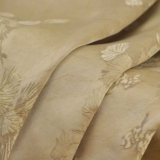 Japanese Fashion Designer Botanical Brown Non-Stretch Viscose Jacquard Satin DS42503